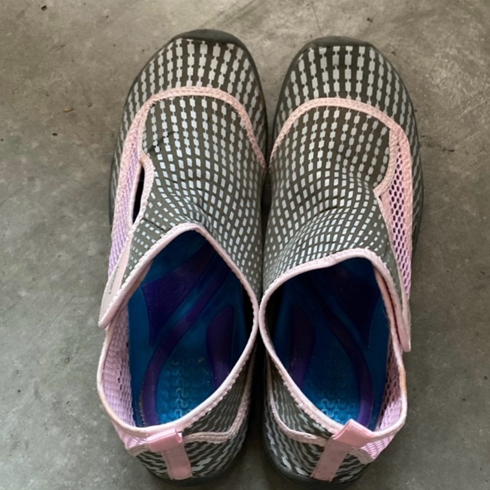 Gray and Pink Slip-On Shoes